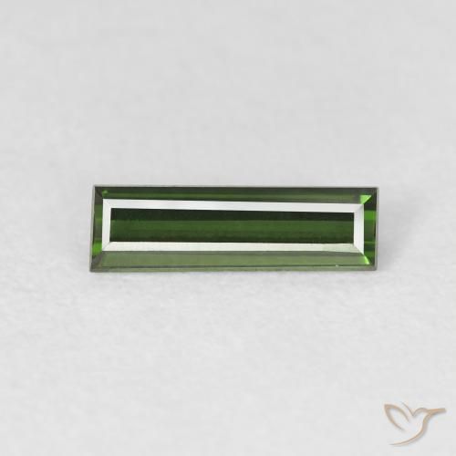 0.68ct Natural Verde oscuro Turmalina, Corte Baguette, VVS