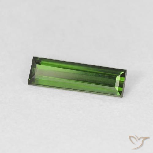 Turmalina Verde oscuro natural de 0.68 ct, Corte Baguette, VVS