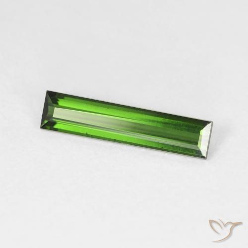 Turmalina Verde bosque natural de 0.89 ct, Corte Baguette, VVS