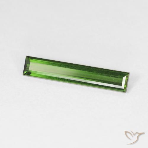 Turmalina Verde terroso natural de 0.97 ct, Corte Baguette, VVS