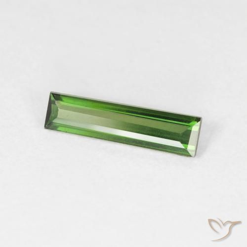 Turmalina Medium Dark-Green natural de 0.63 ct, Corte Baguette, VS