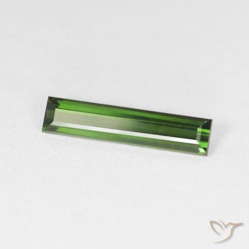 Turmalina Medium Dark-Green natural de 1.17 ct, Corte Baguette, VS