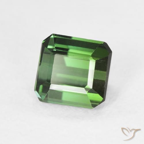 Turmalina Medium Dark-Green natural de 1.00 ct, Corte Octágono / Esmeralda, VVS-VS