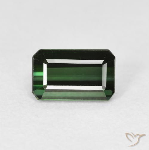 1.30ct Natural Verde bosque Turmalina, corte esmeralda, VS