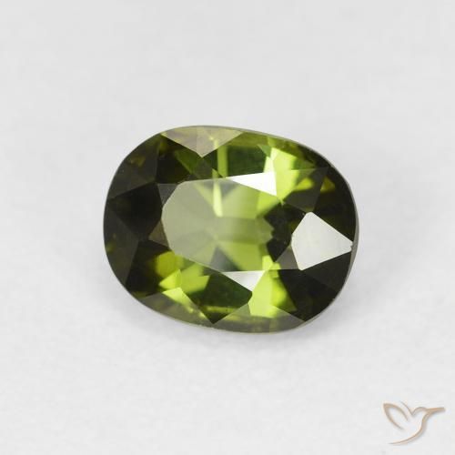 Turmalina Verde alga natural de 1.23 ct, Ovalada, VS