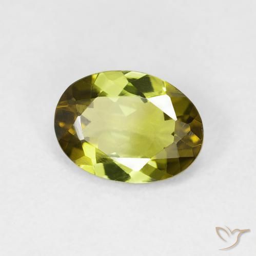 Turmalina Verde terroso cálido natural de 1.03 ct, Ovalada, VVS-VS