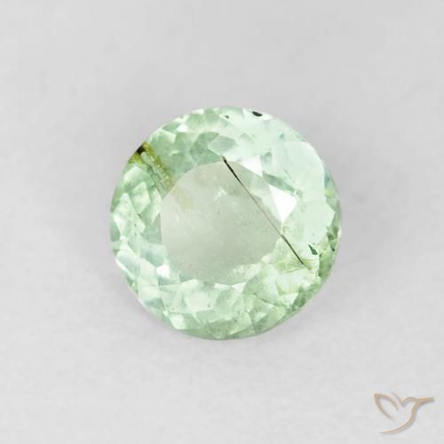 Turmalina Verde amarillento claro natural de 0.86 ct, Redondo, VS-SI