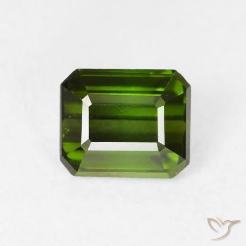 0.80ct Natural Verde terroso Turmalina, corte esmeralda, VS