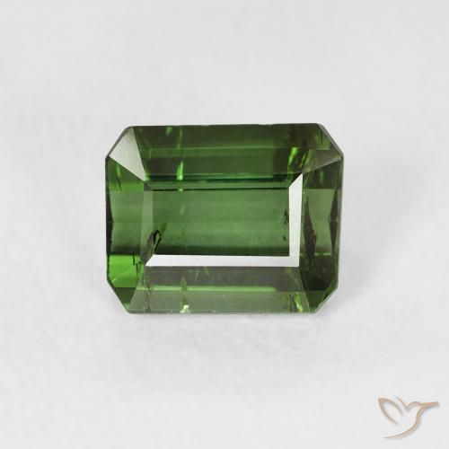 1.08ct Natural Medium Dark-Green turmalina, corte esmeralda, VS-SI