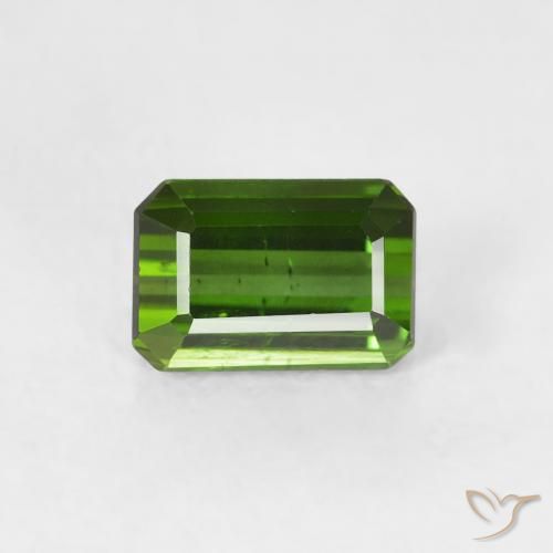 0.60ct Natural Verde oscuro turmalina, Corte Octágono / Esmeralda, VS, Photo A