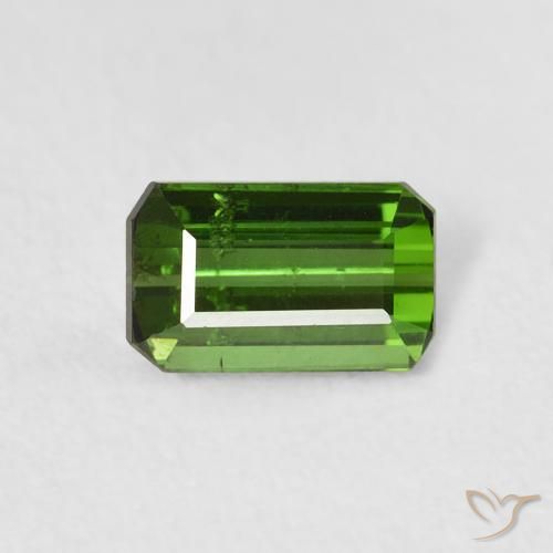 0.75ct Natural Verde medio turmalina, corte esmeralda, VS-SI