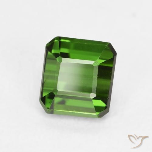 Turmalina Medium Dark-Green natural de 0.80 ct, Corte Octágono / Esmeralda, VVS