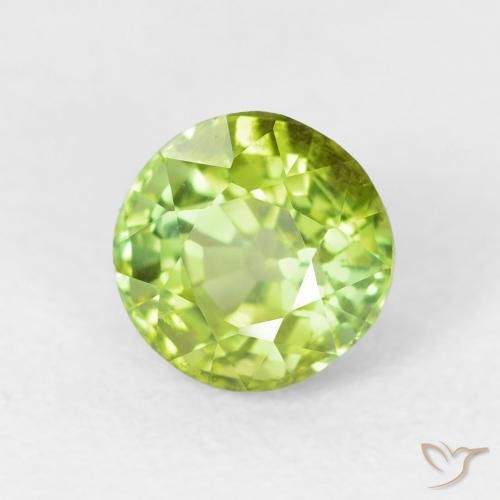 Turmalina Verde vivo claro natural de 1.38 ct, Redondo, VS