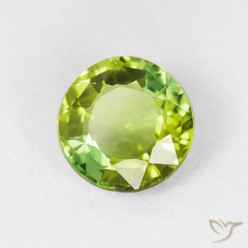 Turmalina Verde claro natural de 1.67 ct, Redondo, VS