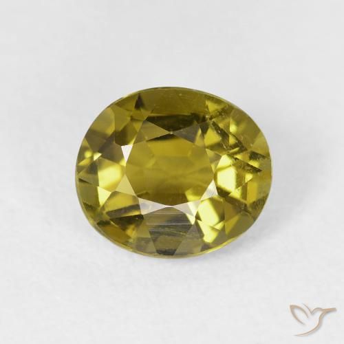 1.75ct Natural Verde amarillento turmalina, Ovalada, VS