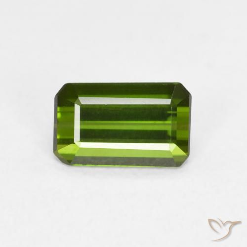 0.74ct Natural Verde bosque Turmalina, corte esmeralda, VVS