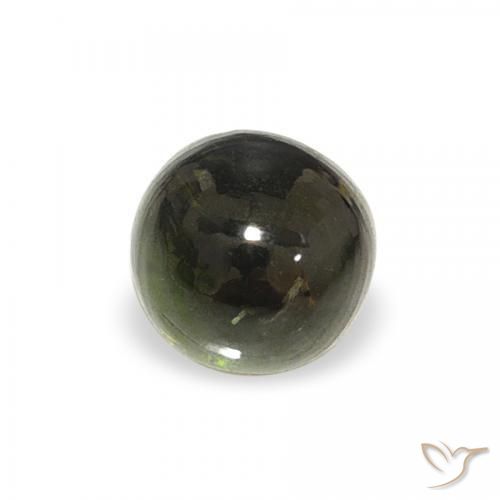 Turmalina Verde oscuro natural de 0.62 ct, Redondo, Transparente