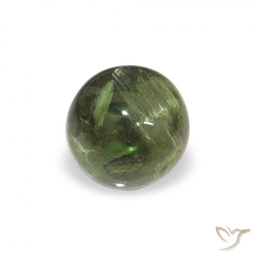 0.55ct Natural Verde terroso Turmalina, Redondo, Transparente