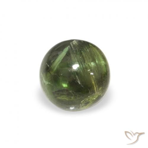 Turmalina Verde terroso natural de 0.55 ct, Redondo, Transparente