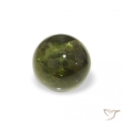 Turmalina Verde cálido natural de 0.75 ct, Redondo, Transparente