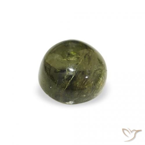 Turmalina Verde cálido natural de 0.75 ct, Redondo, Transparente