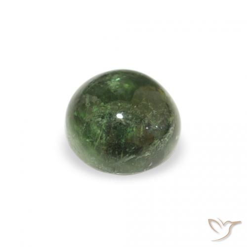Turmalina Verde terroso natural de 0.66 ct, Redondo, Transparente