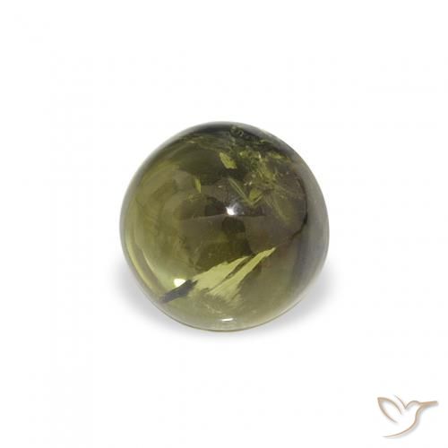 Turmalina Verde terroso natural de 0.61 ct, Redondo, Transparente