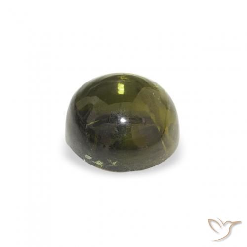 Turmalina Verde terroso natural de 0.61 ct, Redondo, Transparente