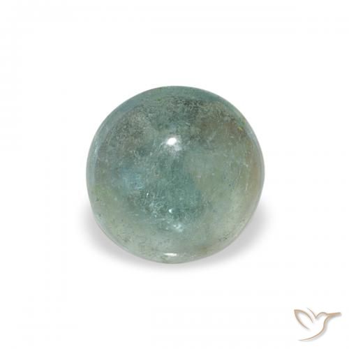 Turmalina Verde grisáceo natural de 0.44 ct, Redondo, Transparente