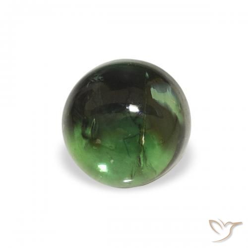 Turmalina Verde medio natural de 0.66 ct, Redondo, Transparente
