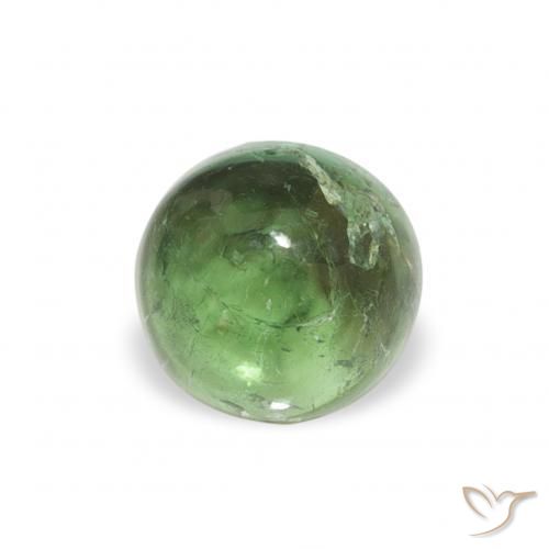 Turmalina Verde terroso natural de 0.58 ct, Redondo, Transparente