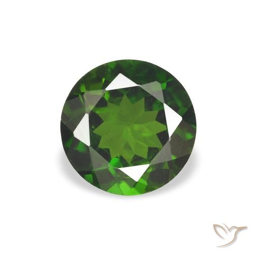 turmalina Verde oscuro natural de 0.80 ct, Redondo, VVS