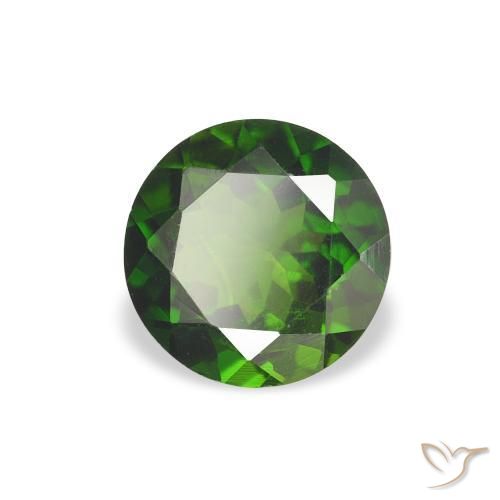 turmalina Verde oscuro natural de 0.80 ct, Redondo, VVS