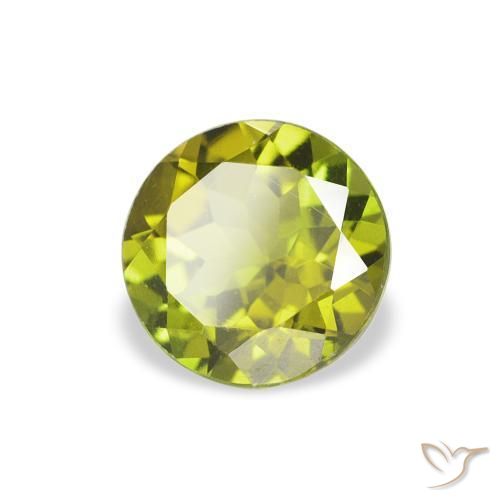 Turmalina Verde bosque cálido natural de 0.89 ct, Redondo, VVS-VS