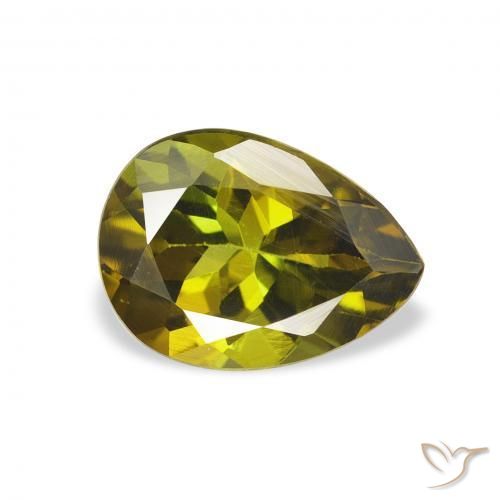 Turmalina Verde cálido natural de 1.14 ct, En forma de pera, VVS-VS