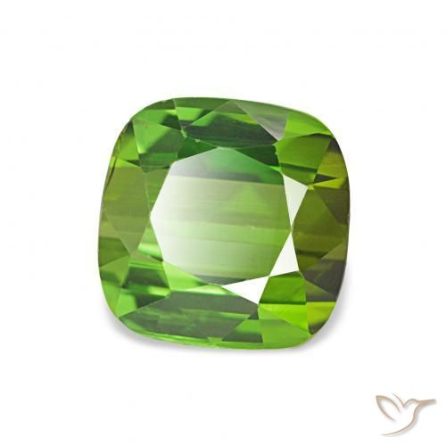 Turmalina Verde medio natural de 1.75 ct, Forma Cojín, VVS-VS