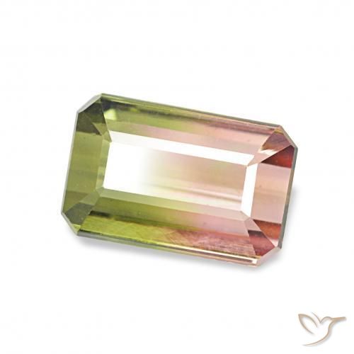 Turmalina Sandía natural de 1.32 ct, Corte Octágono / Esmeralda, VVS-VS