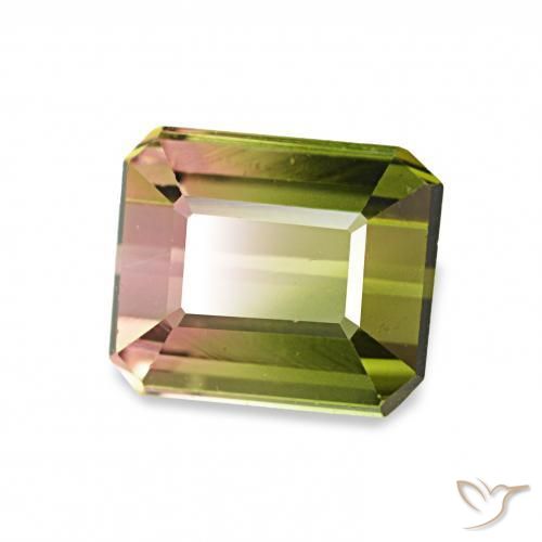 Turmalina Sandía natural de 1.26 ct, Corte Octágono / Esmeralda, VVS