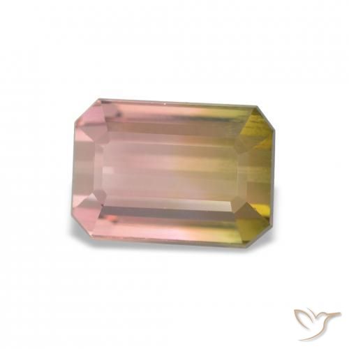 Turmalina Sandía natural de 2.04 ct, corte esmeralda, VVS