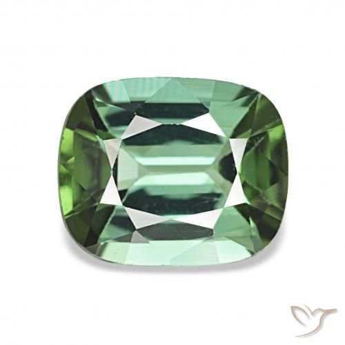 Turmalina Verde claro natural de 1.65 ct, Forma Cojín, VVS-VS
