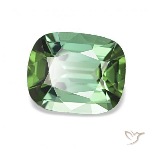 Turmalina Verde claro natural de 1.65 ct, Forma Cojín, VVS-VS