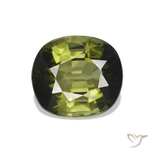 Turmalina Verde amarillento natural de 1.62 ct, Forma Cojín, VVS
