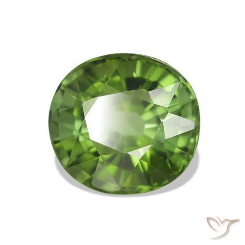 Turmalina Verde medio natural de 1.66 ct, Ovalada, VVS