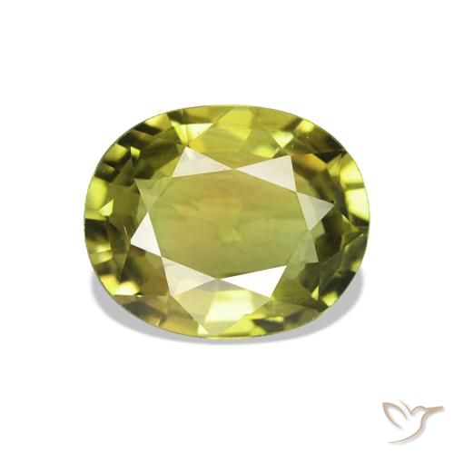 Turmalina Verde amarillento natural de 1.57 ct, Ovalada, VS