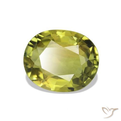Turmalina Verde amarillento natural de 1.57 ct, Ovalada, VS