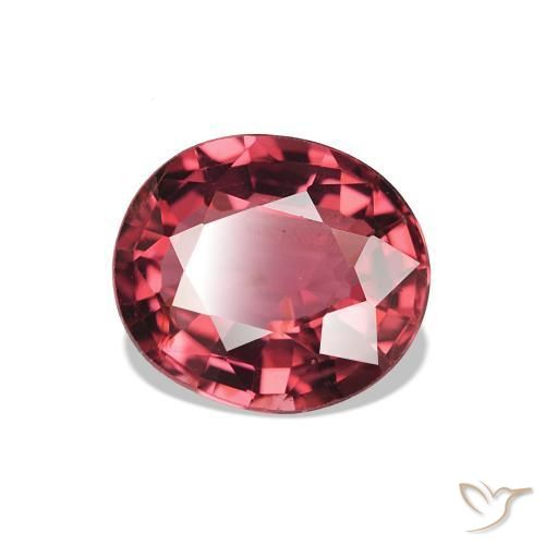 Turmalina Rojo medio natural de 1.64 ct, Corte Óvalo, VS