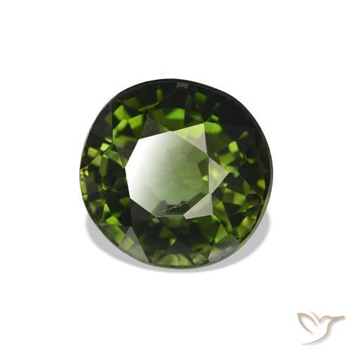 Turmalina Verde oscuro natural de 1.69 ct, Redondo, VS