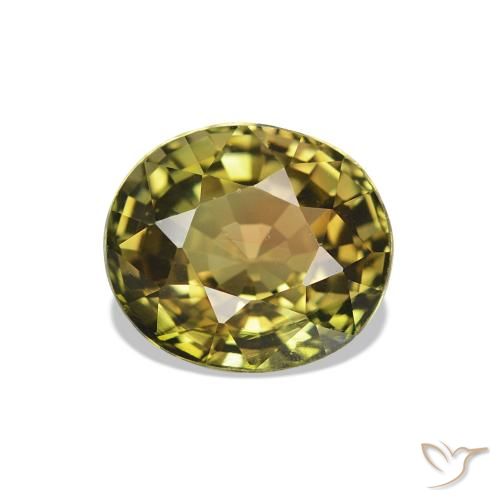 Turmalina Verde bosque cálido natural de 1.41 ct, Ovalada, VVS-VS