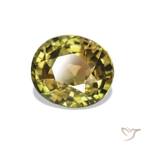 Turmalina Verde bosque cálido natural de 1.41 ct, Ovalada, VVS-VS