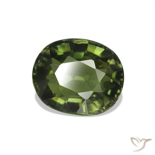 Turmalina Verde oscuro natural de 1.78 ct, Corte Óvalo, VS